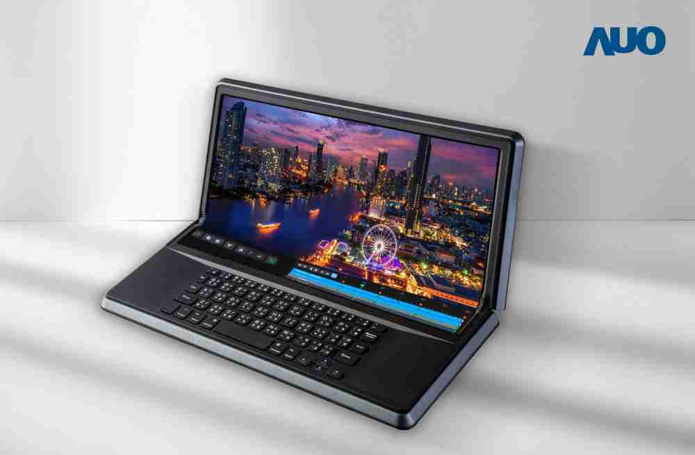 JDB电子14.6吋Micro LED折迭显示屏幕，，搭配半径4mm的弯折绞炼，，以及高画素、、高亮度、、、高对比度的显示技术特点，，即便在大视角下仍保有绝佳色相与亮度