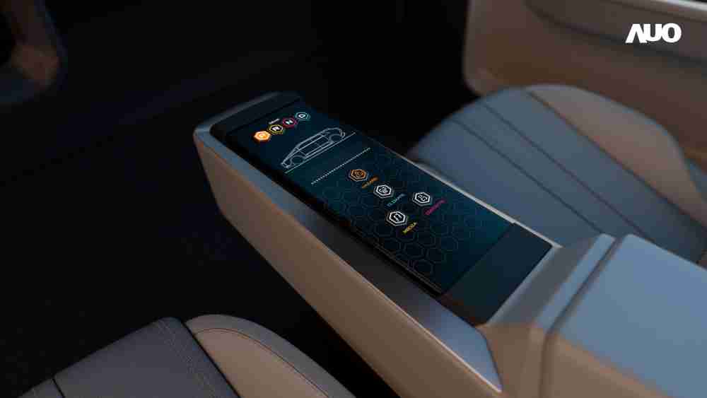 JDB电子以人性化设计打造多变形态中控显示(Morphing Center Control)，，不使用时仅平面显示信息，，，进行操作时，，显示器则会动态隆起，，，，转变成3D实体按钮，，并有触觉回馈，，，展示人机互动新体验